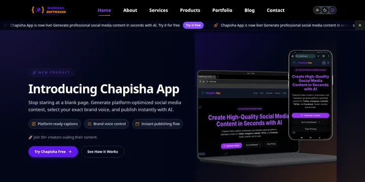 Biashara Softwares homepage